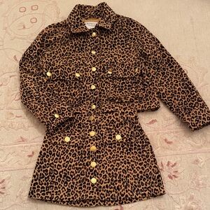 J. Crew Leopard-Print Gold-Button Jacket & Skirt